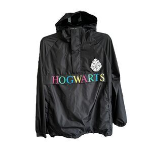 Box Lunch Black Harry Potter Hogwarts Windbreaker Jacket Men's Size Medium 21-11